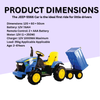 Keppz Kids Ride-On Tractor with Detachable Trailer, Steering Wheel, and Pedal Control. - Keppz