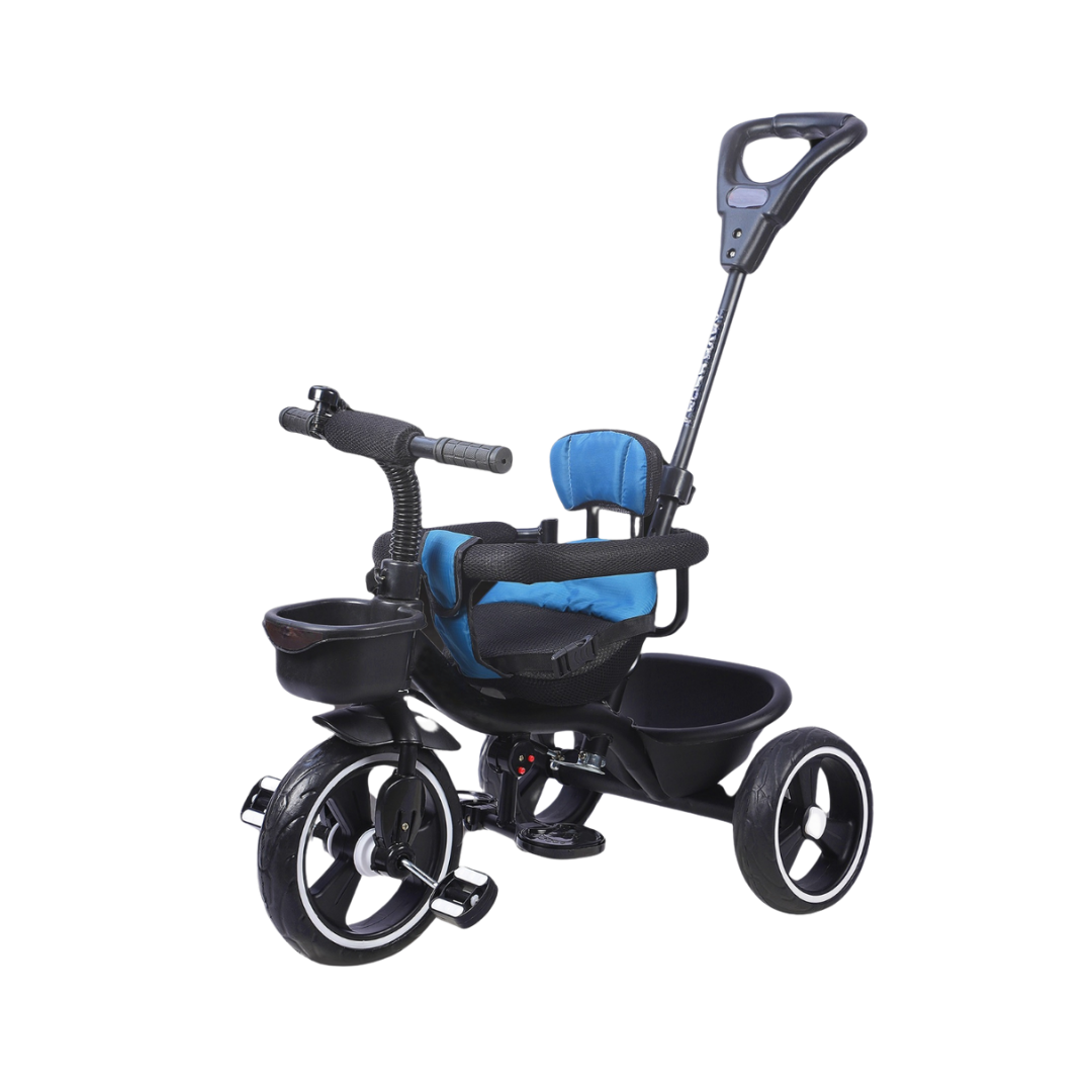 Keppz Cushioned Kids Tricycle with Backrest & Push Handle Baby Trike for 1.5 Years with Storage Basket & Safety Belt - Keppz