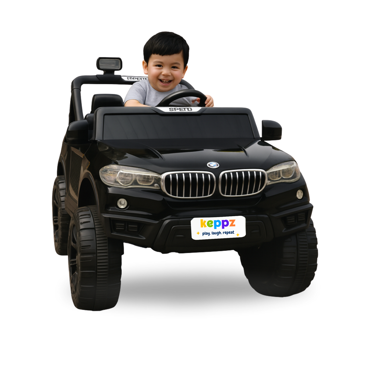 Keppz Battery Operated Ride-On SUV Jeep for Kids with Music, Lights, Remote Control.
