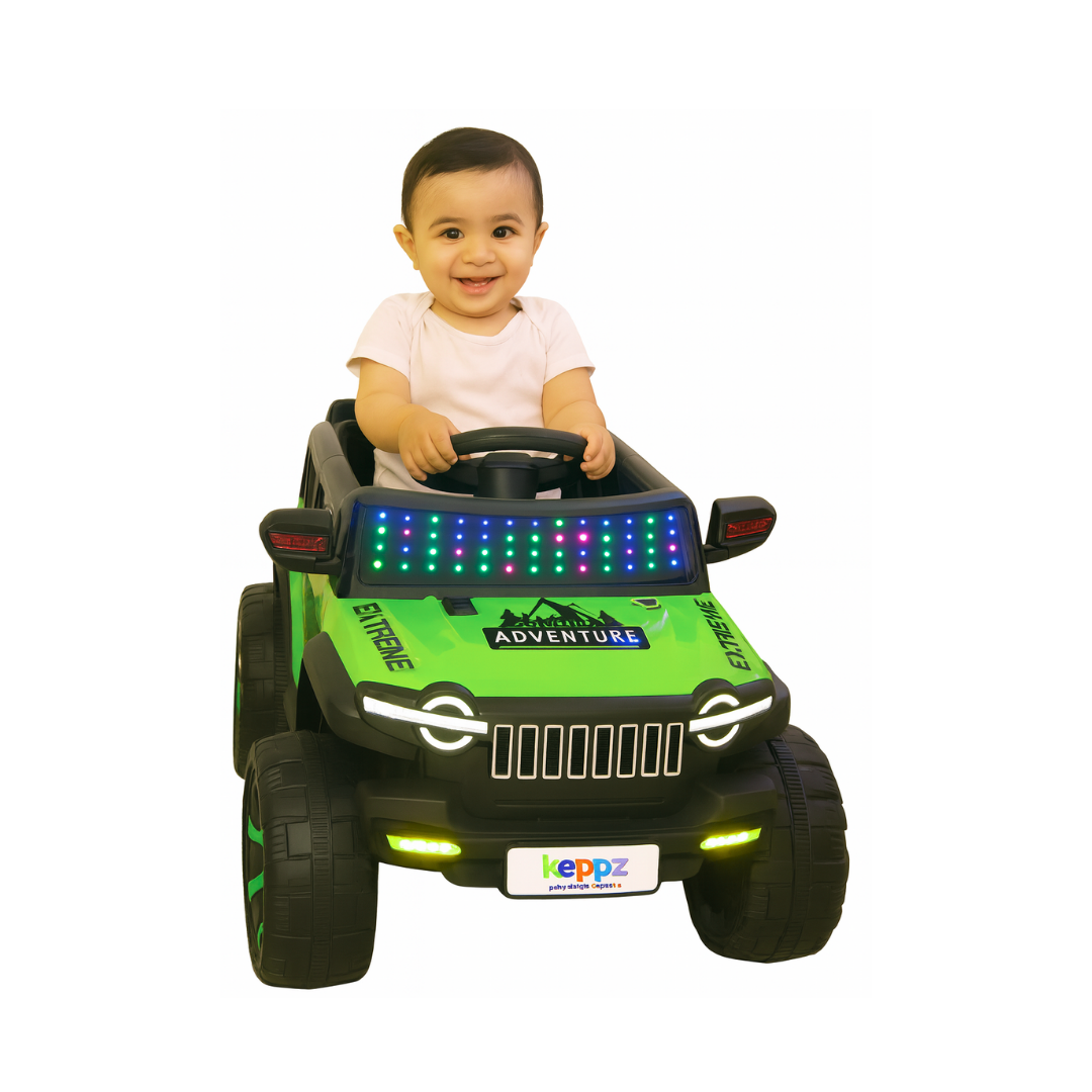 Keppz Kids Electric Ride-On Jeep  Red, 4-Wheel Off-Road Design - Keppz