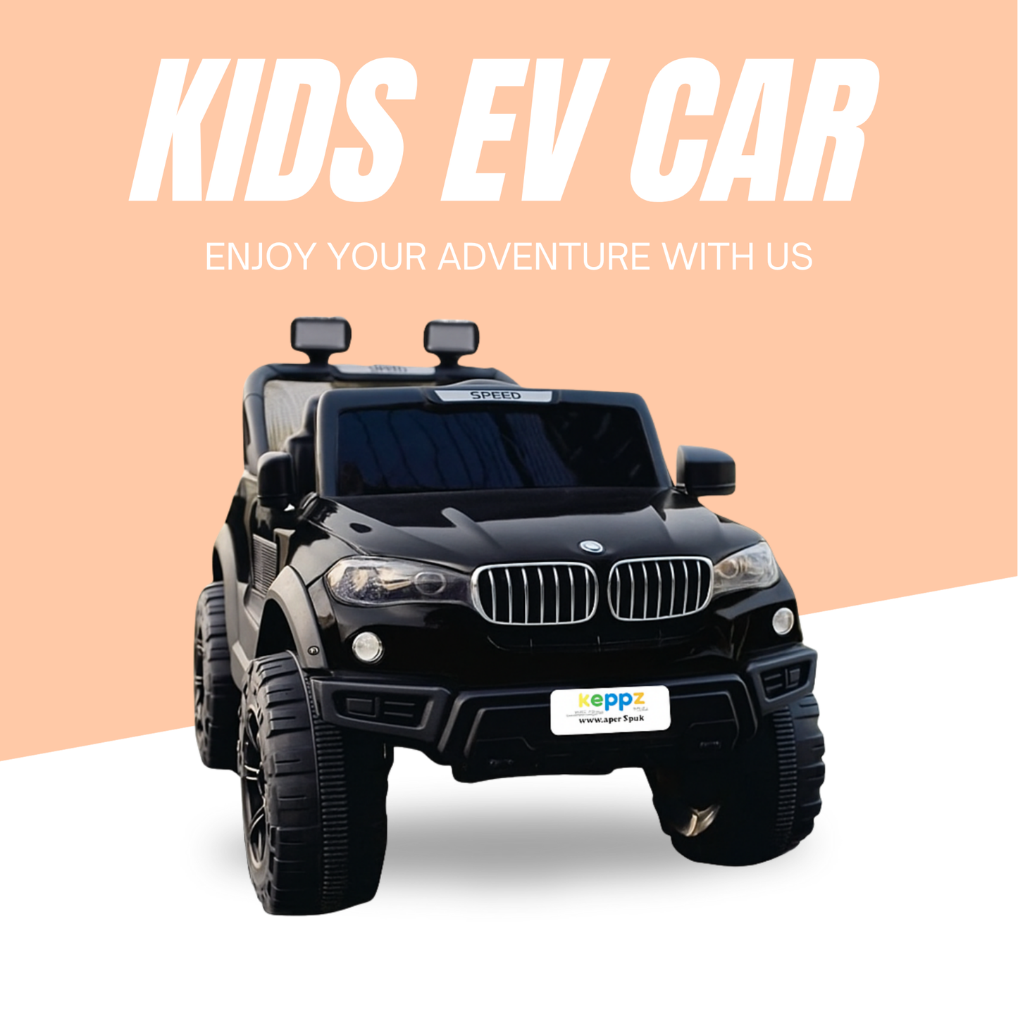 Keppz Battery Operated Ride-On SUV Jeep for Kids with Music, Lights, Remote Control. - Keppz