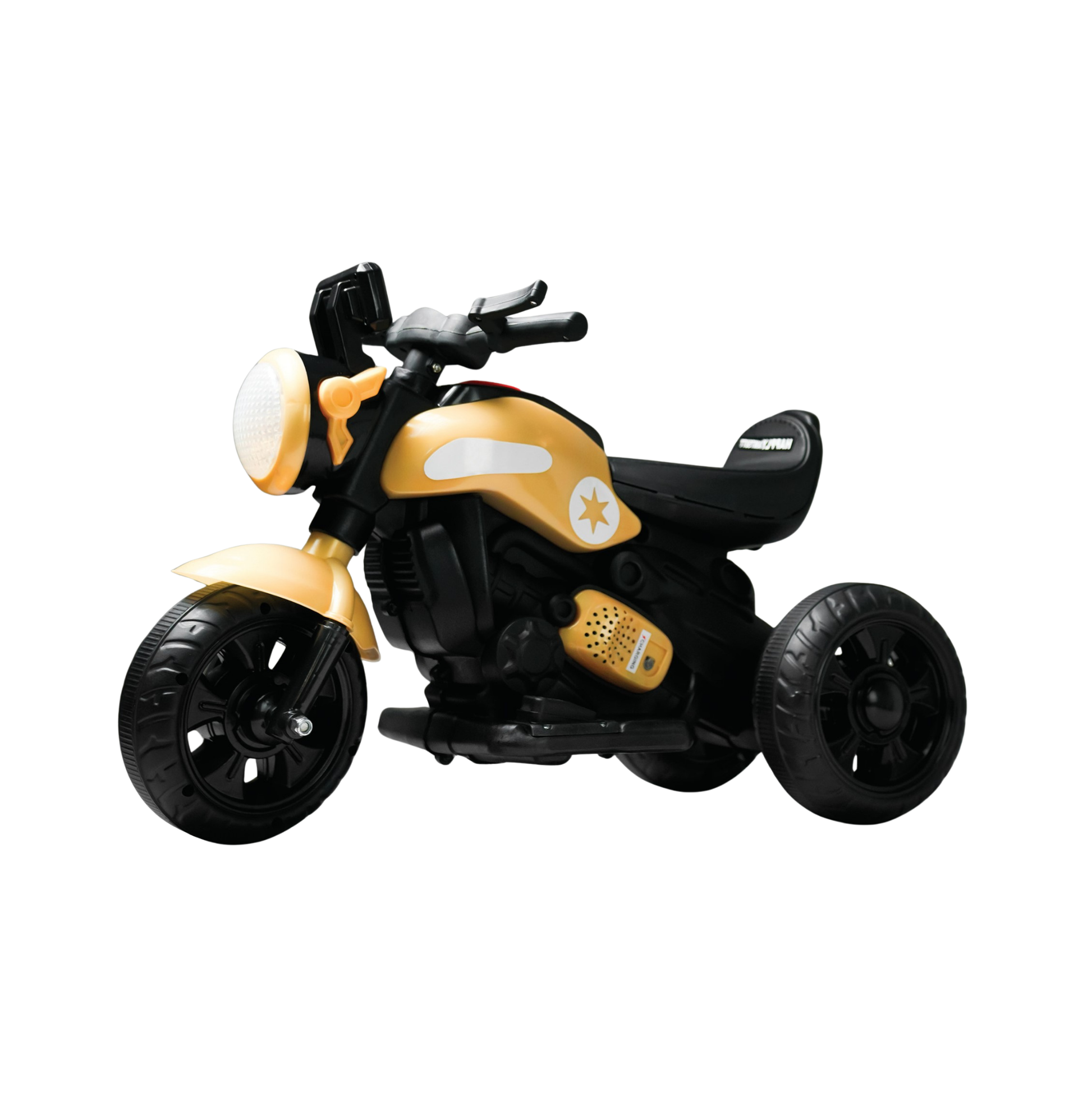 Keppz Yellow Battery Operated Ride-On Bike for Kids  With Headlight, Music & 3-Wheel Support. - Keppz