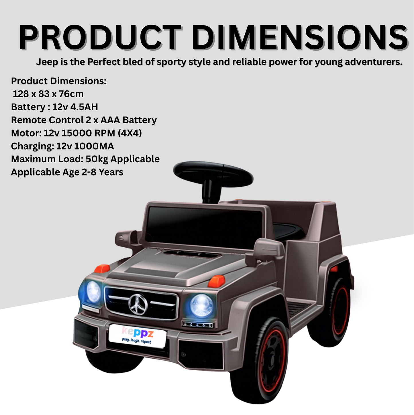 Keppz Ride-On G-Wagon Style Push Car for Kids with Lights & Storage. - Keppz