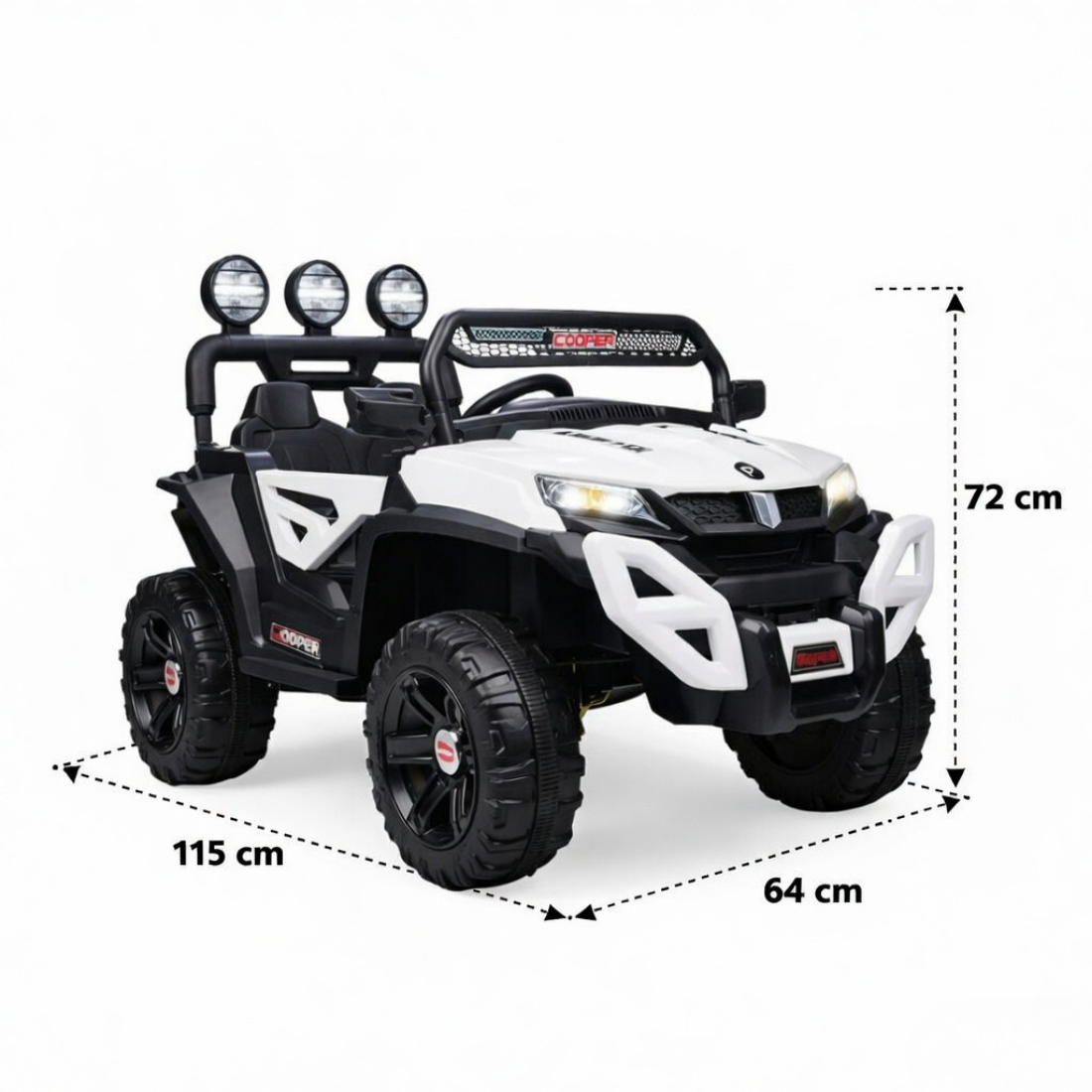 Keppz Hooper 4x4 Battery Operated Ride-On Jeep for Kids with LED Lights & Music.