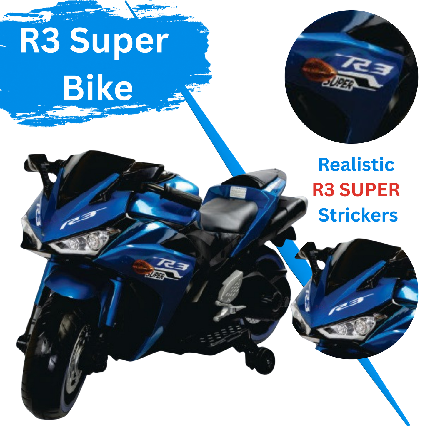 Keppz, Sports Ride-On Bike with Music, LED Lights, and Support Wheels  R3 Design.
