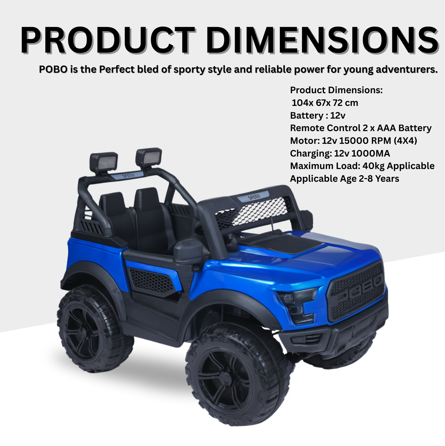 Keppz Black Jeep-Style Ride-On Car for Kids with Music, Lights, and Parental Remote Control - Keppz