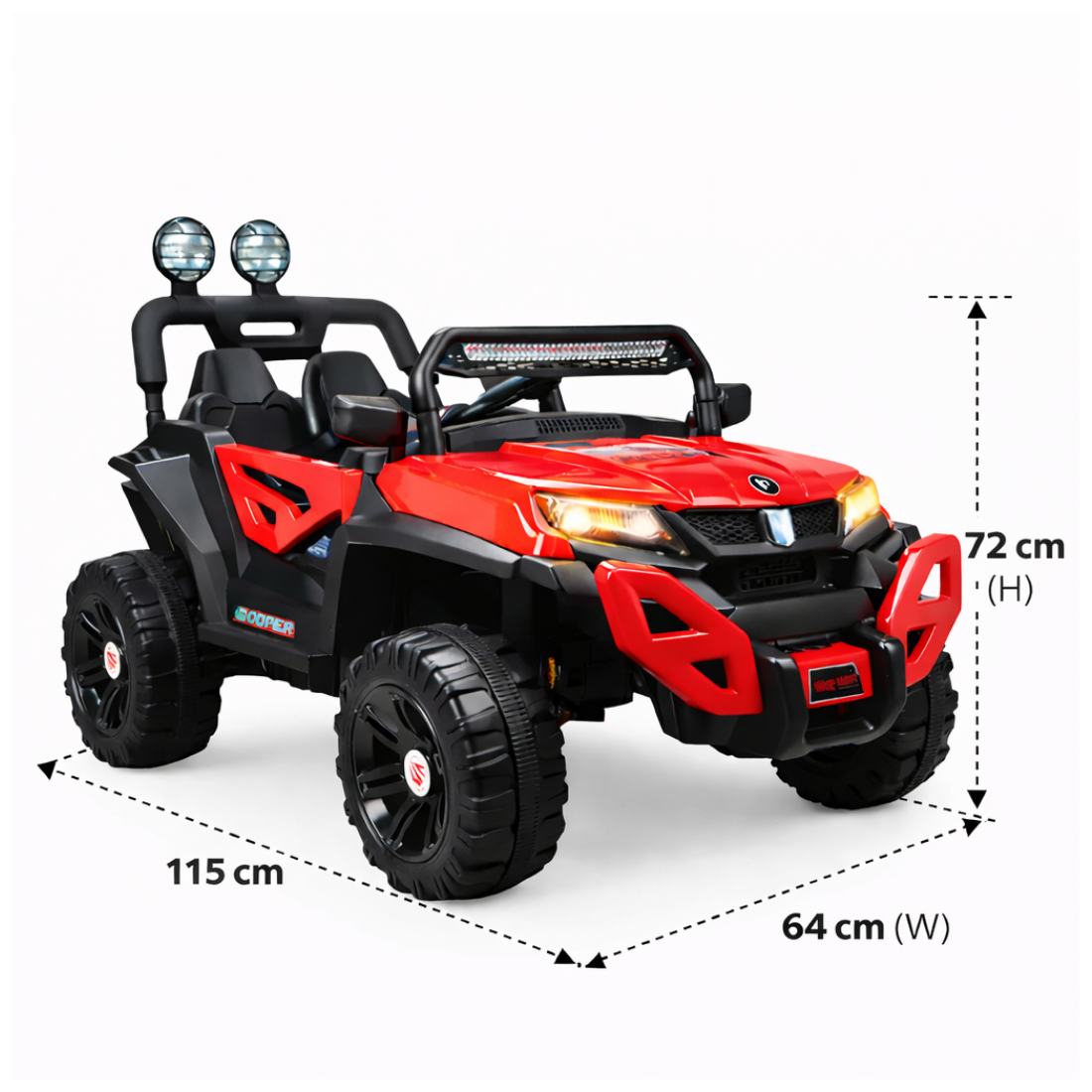 Keppz Hooper 4x4 Battery Operated Ride-On Jeep for Kids with LED Lights & Music.