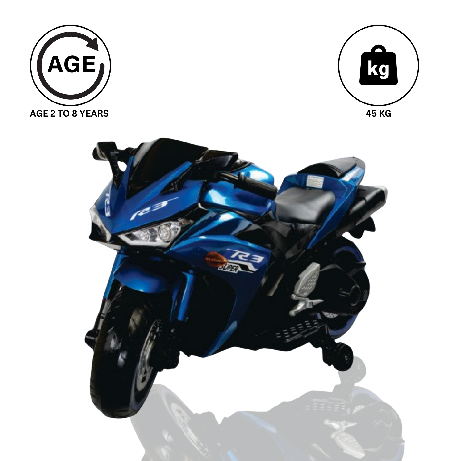 Keppz, Sports Ride-On Bike with Music, LED Lights, and Support Wheels  R3 Design. - Keppz