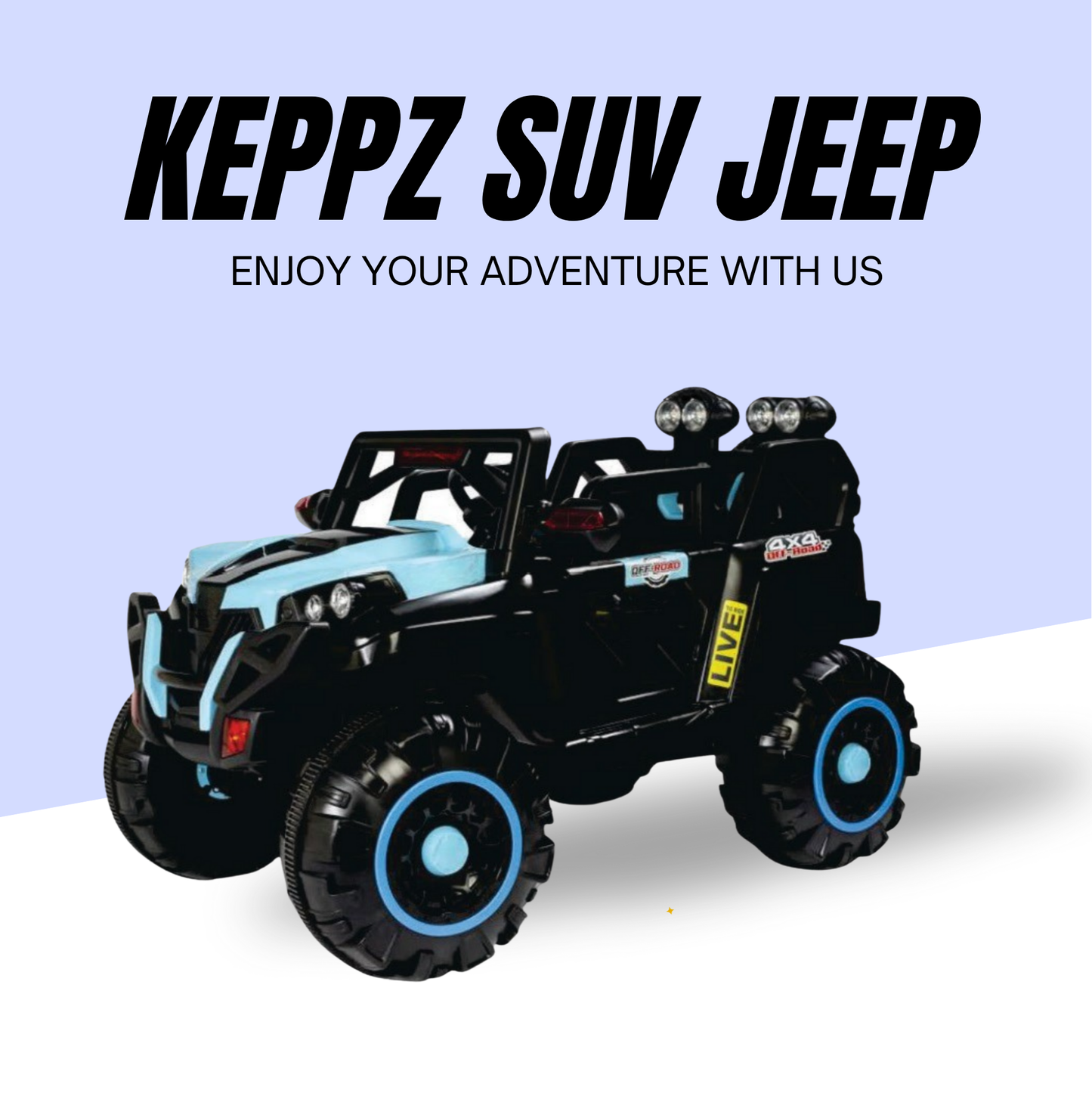 Keppz 4x4 Graffiti-Style Ride-On Jeep for Kids  Dual Motor, LED Lights, Music & Remote Control. - Keppz
