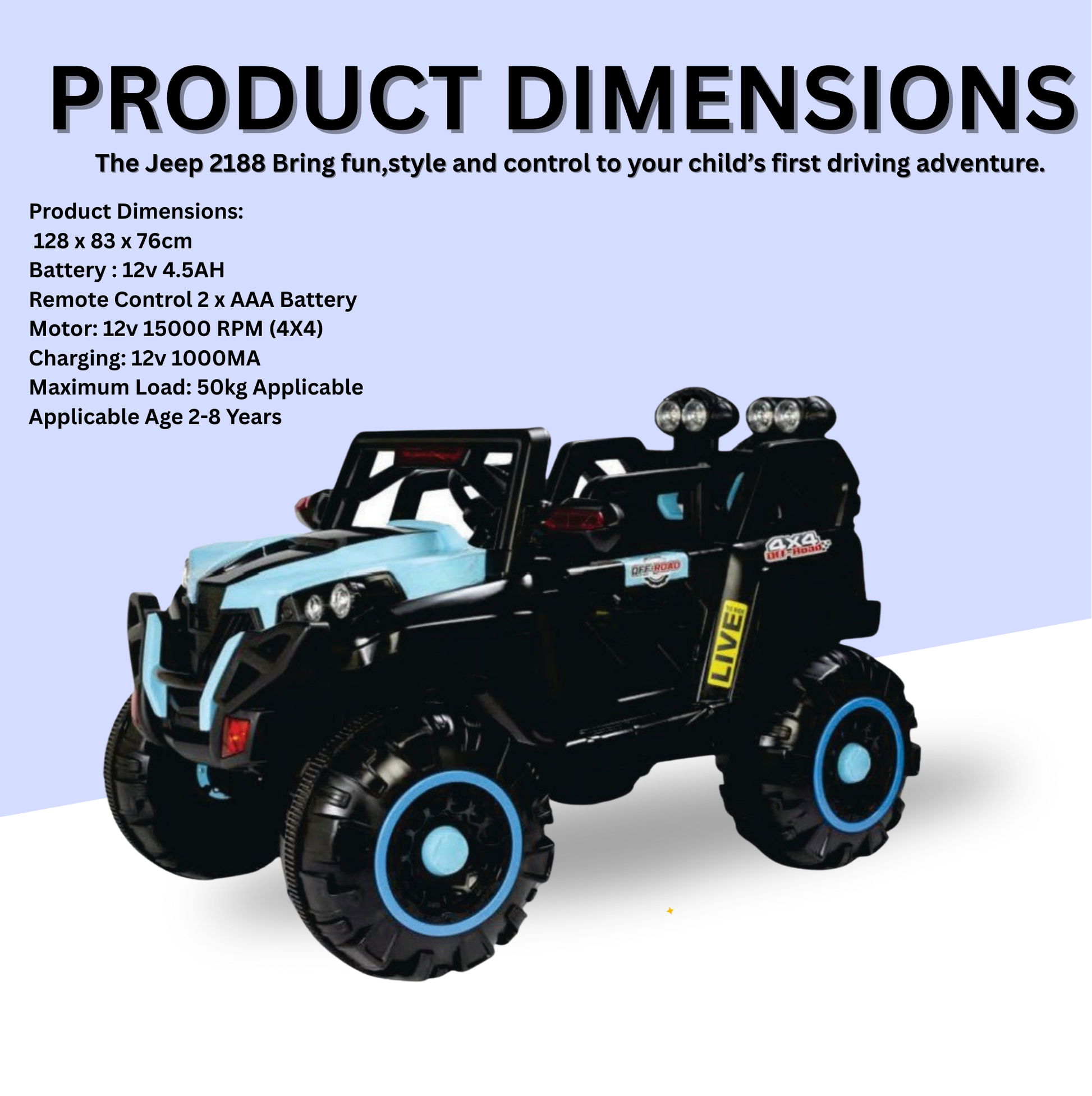 Keppz 4x4 Graffiti-Style Ride-On Jeep for Kids  Dual Motor, LED Lights, Music & Remote Control. - Keppz