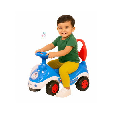 Keppz Musical Push Ride-On Car for Kids Foot-to-Floor Car with Steering Wheel & Backrest. - Keppz