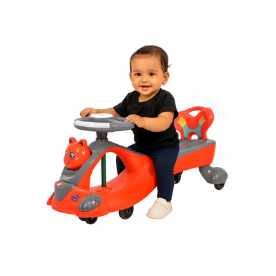 Keppz Kitty Twist & Swing Car Ride-On for Kids Push and Pedal-Free Ride with Steering Wheel. - Keppz