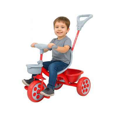 Keppz Compact Kids Tricycle with Push Handle & Seat Belt  Lightweight Baby Trike for 1.5 Years with Storage Basket. - Keppz