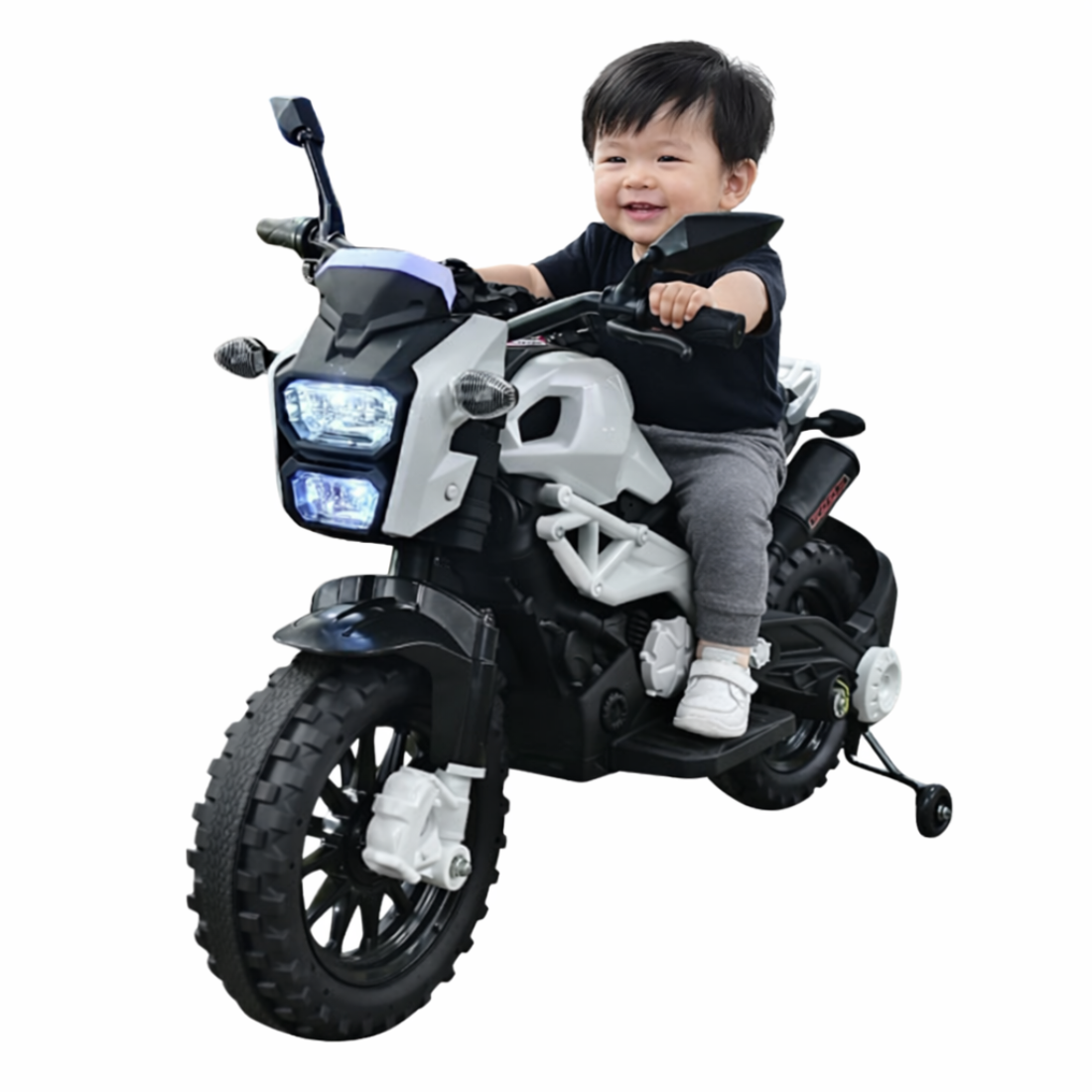 Keppz Adventure Battery Operated Ride-On Bike for Kids with Dual LED Lights.