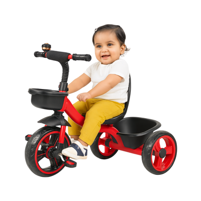 Keppz Kids Pedal Tricycle with Bell, Ergonomic Seat, and Rear Storage Basket. - Keppz