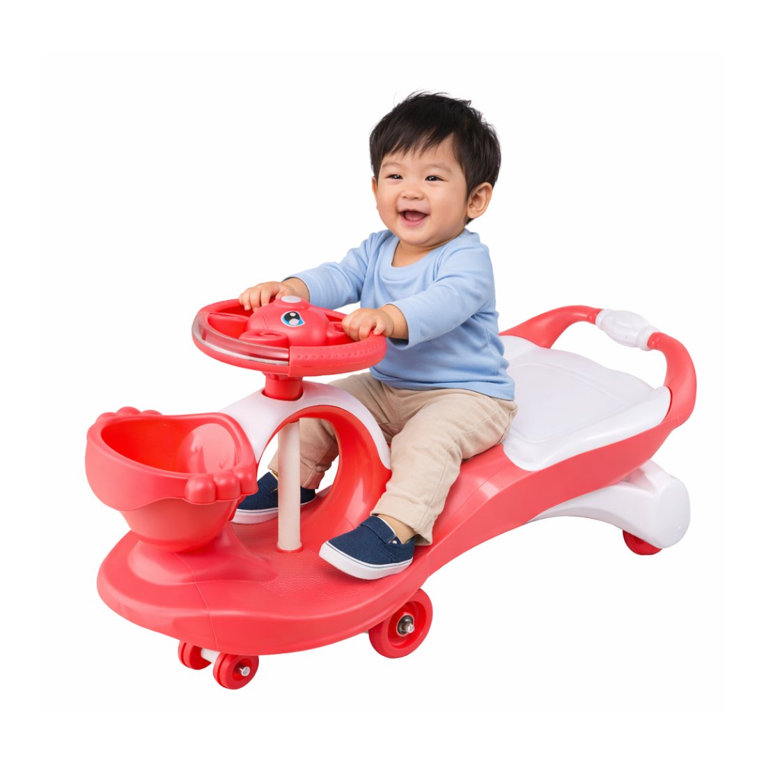 Keppz Kids Ride-On Swing Car with Steering Wheel, Storage & Backrest Handle.