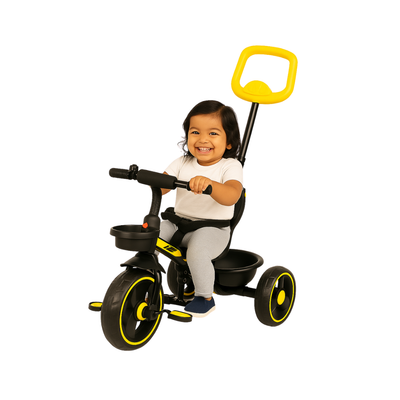 Keppz Kids Tricycle with Parental Control Handle  Foldable Baby Trike for 1.5 Years, with Storage Basket & Safety Belt. - Keppz