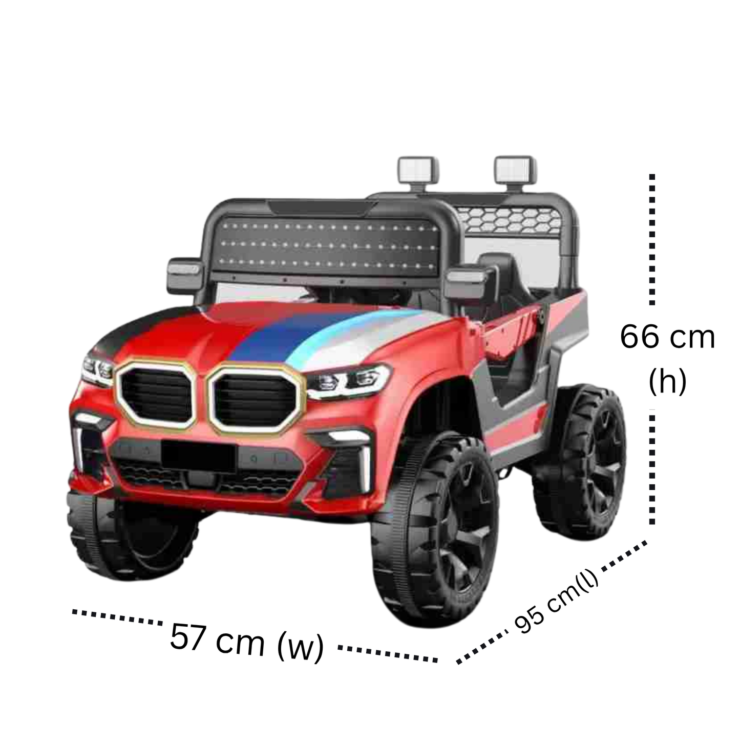 Keppz GX4 4x4 Kids Ride-On Jeep with Parental Remote, LED Lights, and Rechargeable Battery.