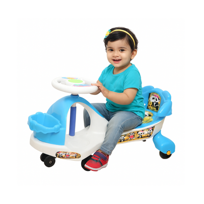 Keppz Kids Panda Ride-On Swing Car with Steering Wheel  Blue & White Push Ride for Boys & Girls - Keppz