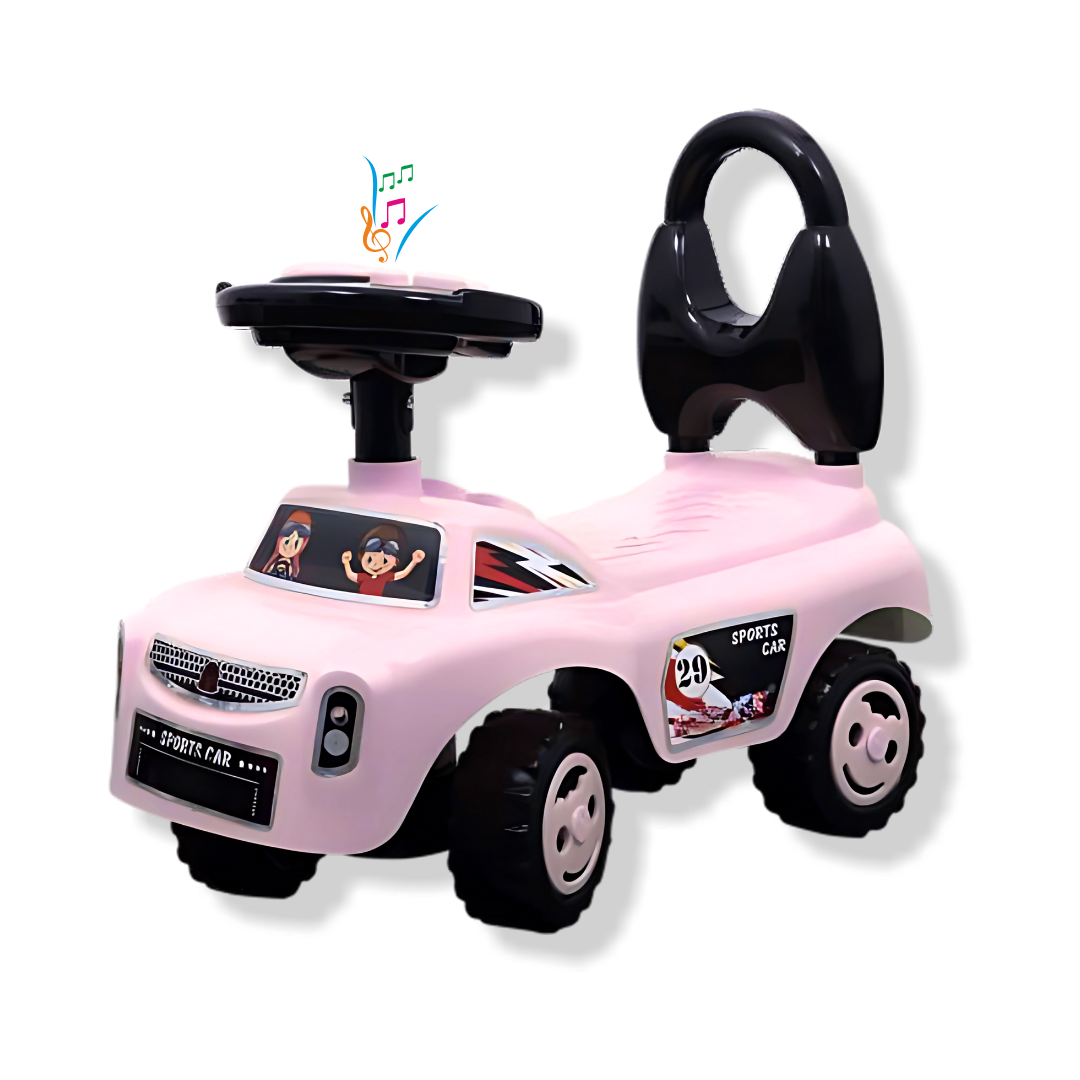 Keppz Musical Push Ride-On Sports Car for Kids  Mint Green & Black Foot-to-Floor Car with Steering Wheel & Backrest - Keppz