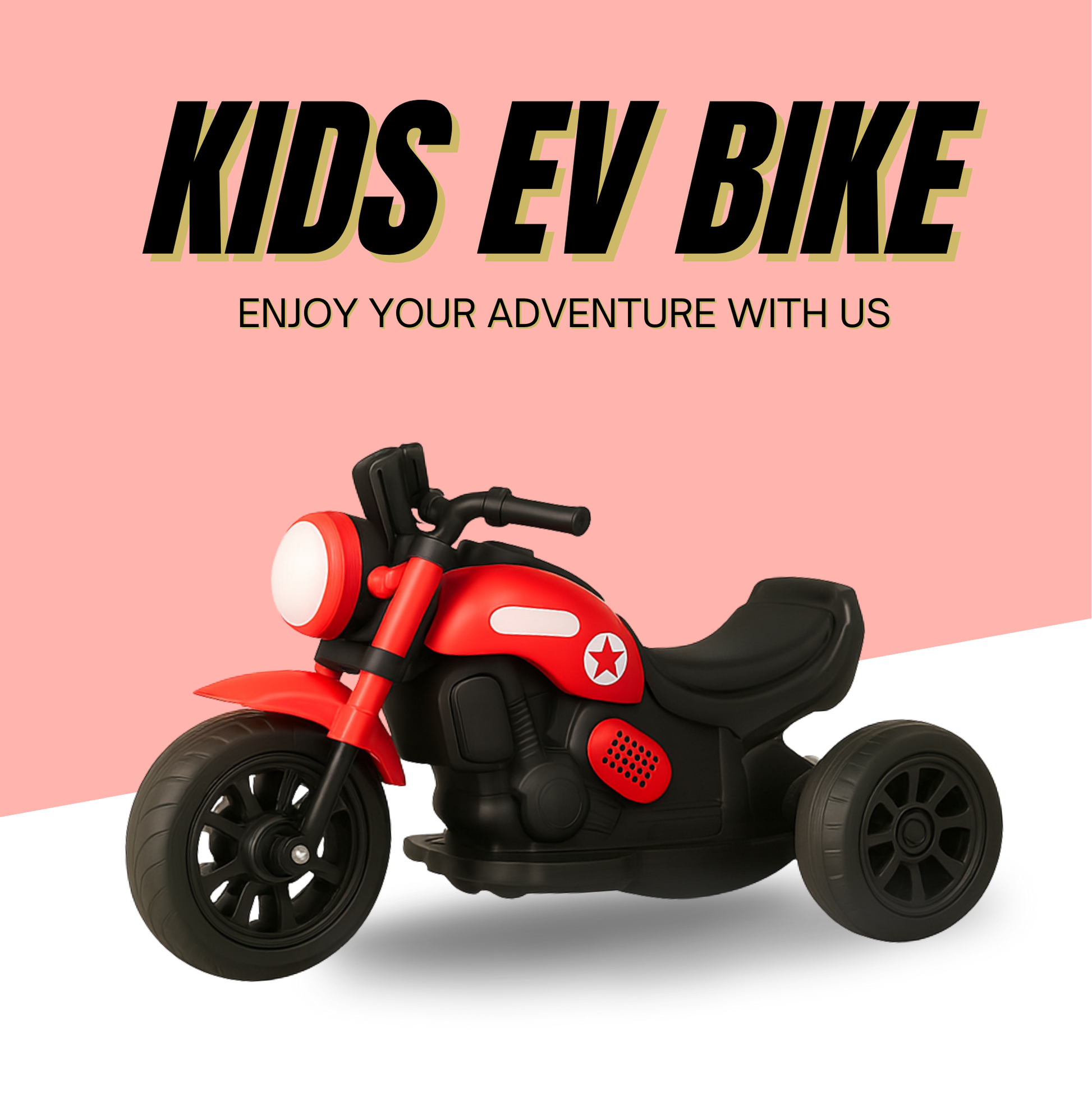Keppz Yellow Battery Operated Ride-On Bike for Kids  With Headlight, Music & 3-Wheel Support. - Keppz