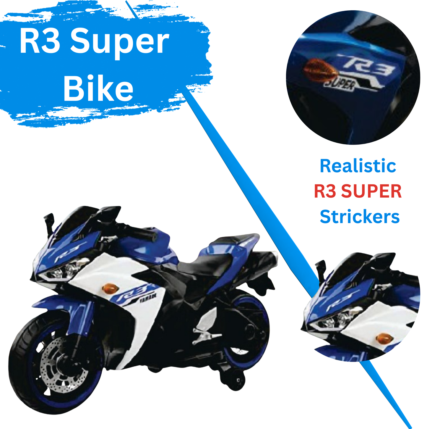 Keppz, Sports Ride-On Bike with Music, LED Lights, and Support Wheels  R3 Design.