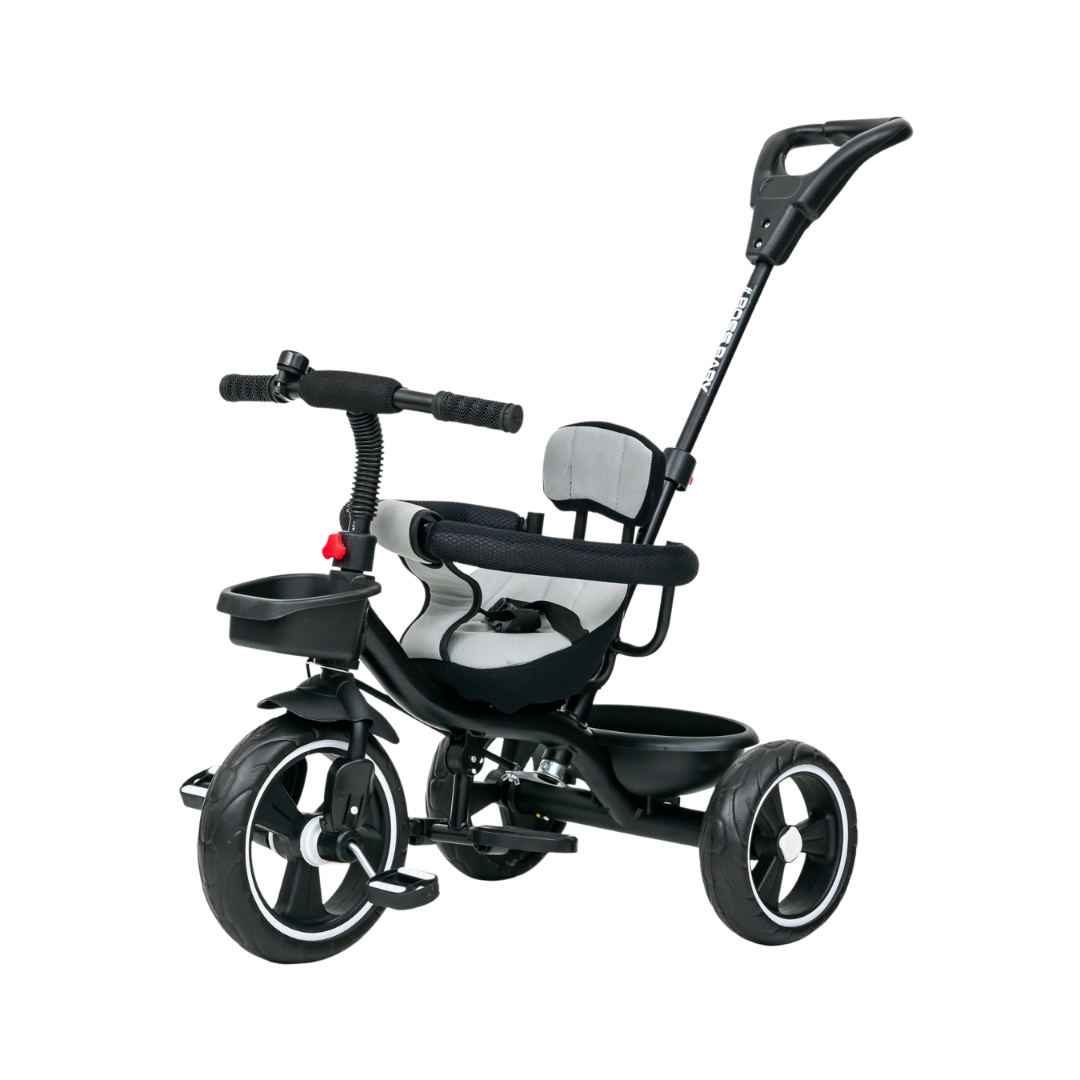 Keppz Cushioned Kids Tricycle with Backrest & Push Handle Baby Trike for 1.5 Years with Storage Basket & Safety Belt - Keppz