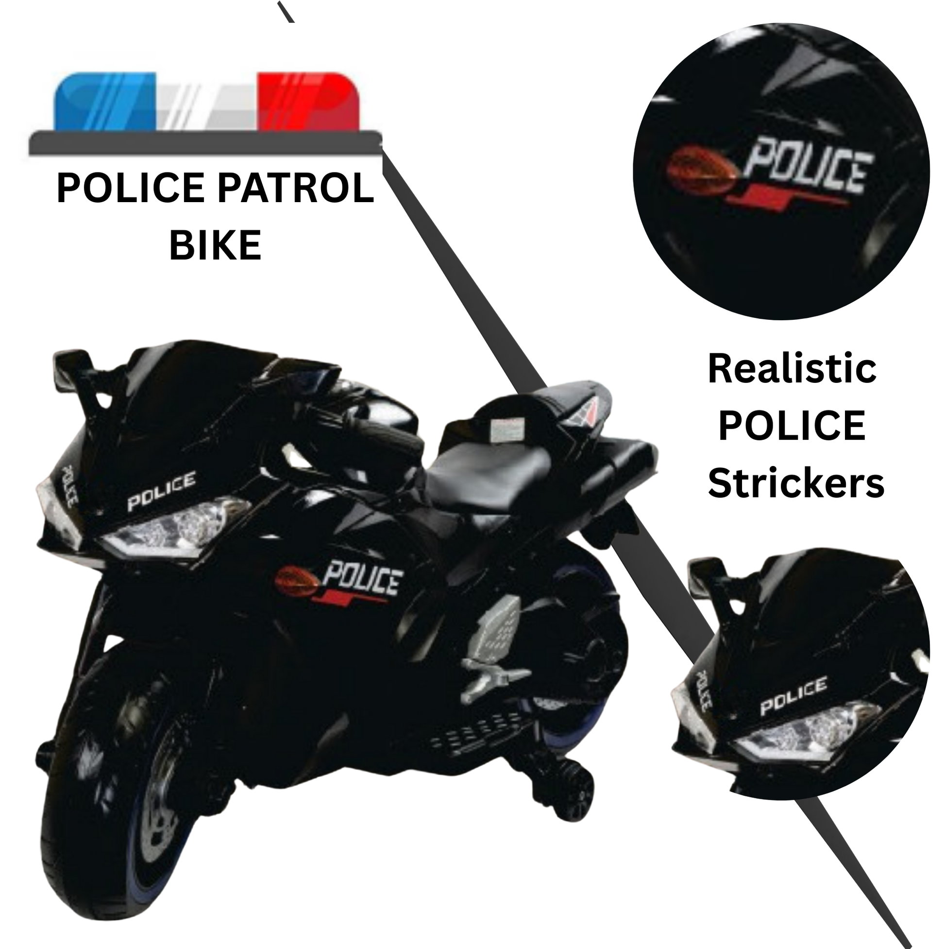 Keppz, Sports Ride-On Bike with Music, LED Lights, and Support Wheels  R3 Design. - Keppz