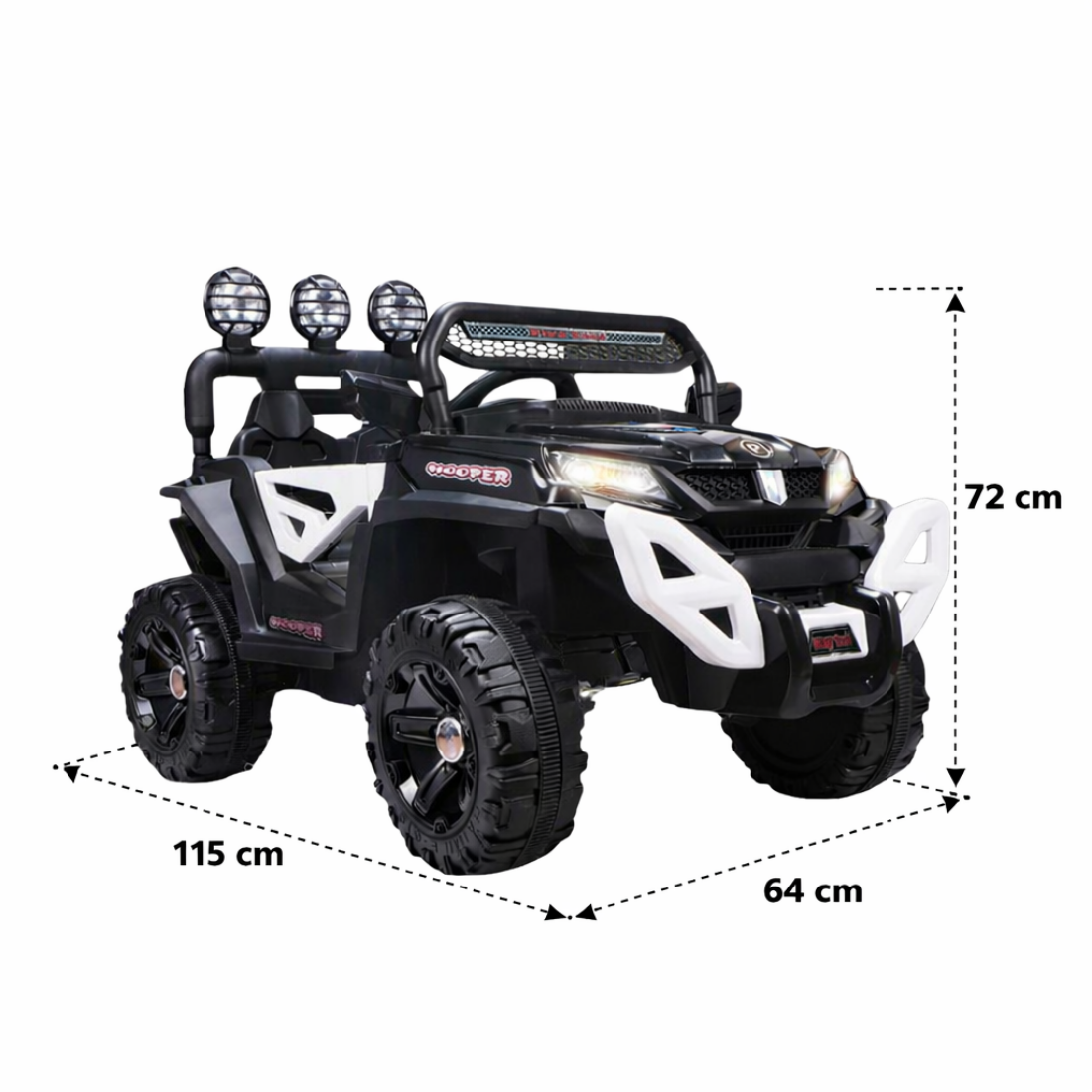 Keppz Hooper 4x4 Battery Operated Ride-On Jeep for Kids with LED Lights & Music.