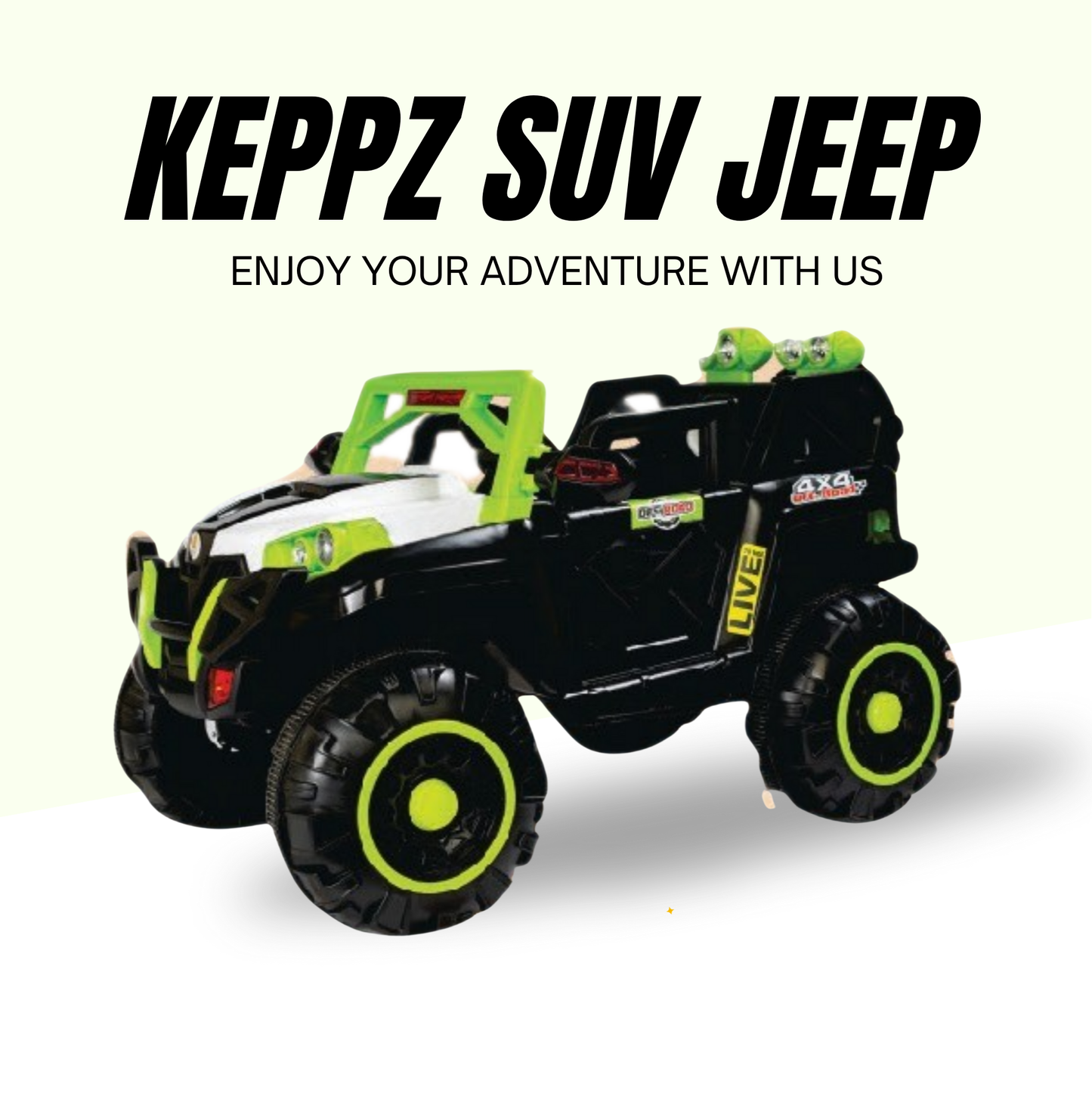 Keppz 4x4 Graffiti-Style Ride-On Jeep for Kids  Dual Motor, LED Lights, Music & Remote Control. - Keppz