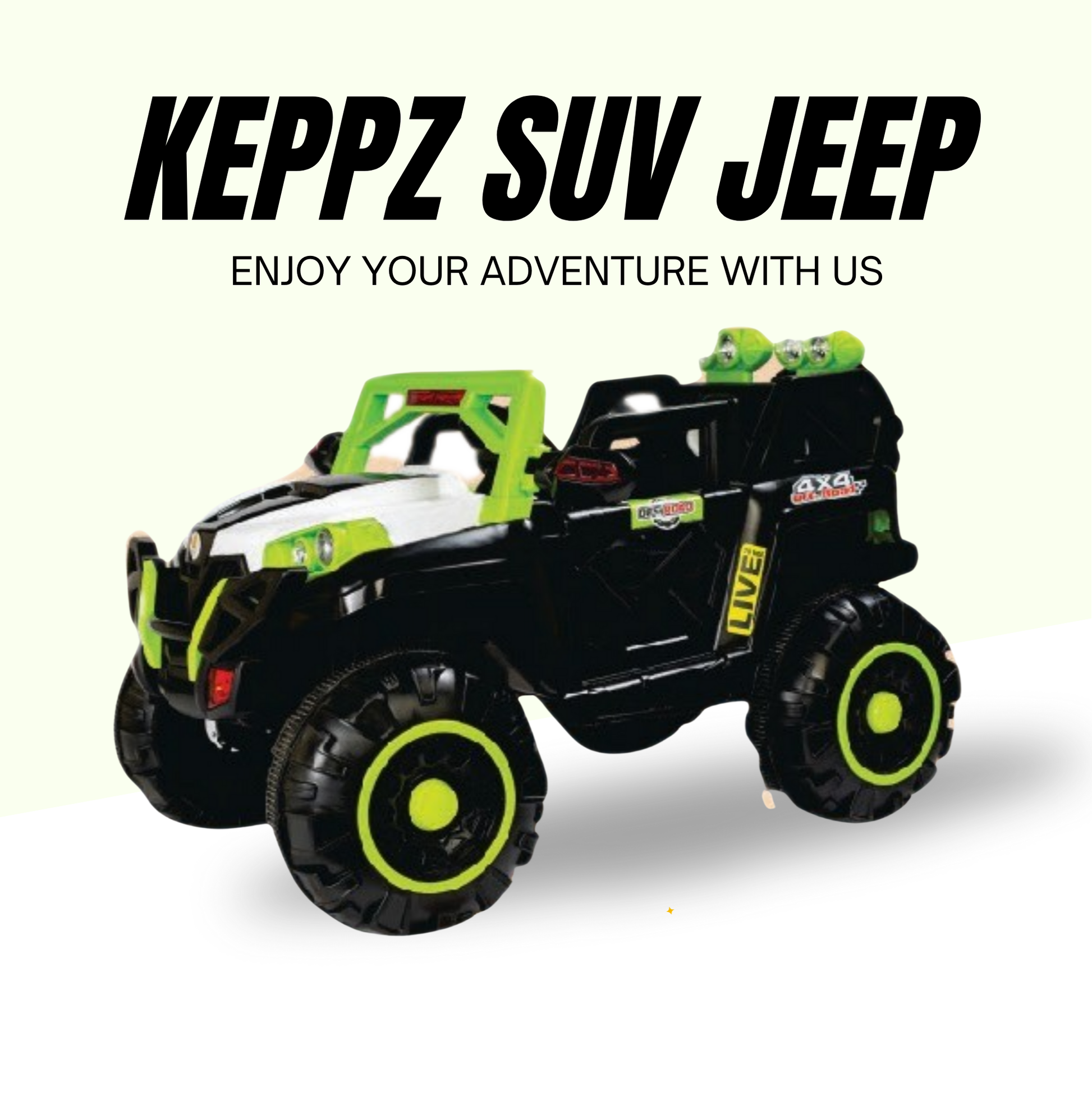 Keppz 4x4 Graffiti-Style Ride-On Jeep for Kids  Dual Motor, LED Lights, Music & Remote Control. - Keppz