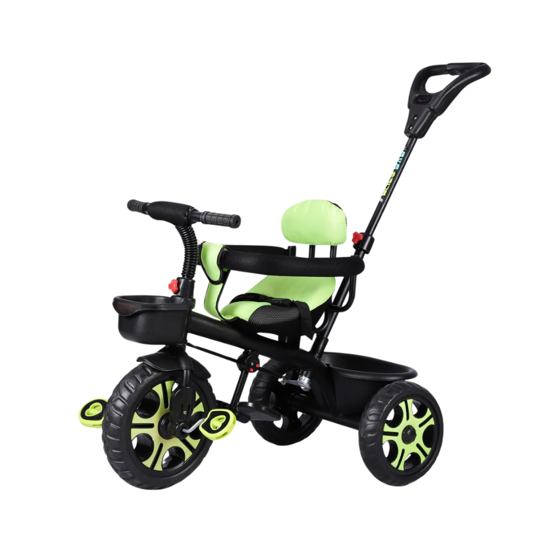 Keppz Cushioned Kids Tricycle with Backrest & Push Handle Baby Trike for 1.5 Years with Storage Basket & Safety Belt - Keppz