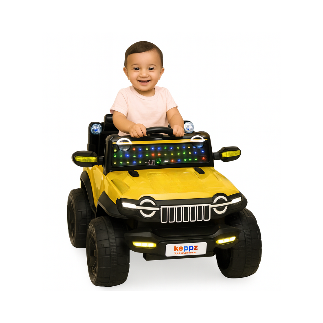 Keppz Kids Electric Ride-On Jeep  Red, 4-Wheel Off-Road Design - Keppz