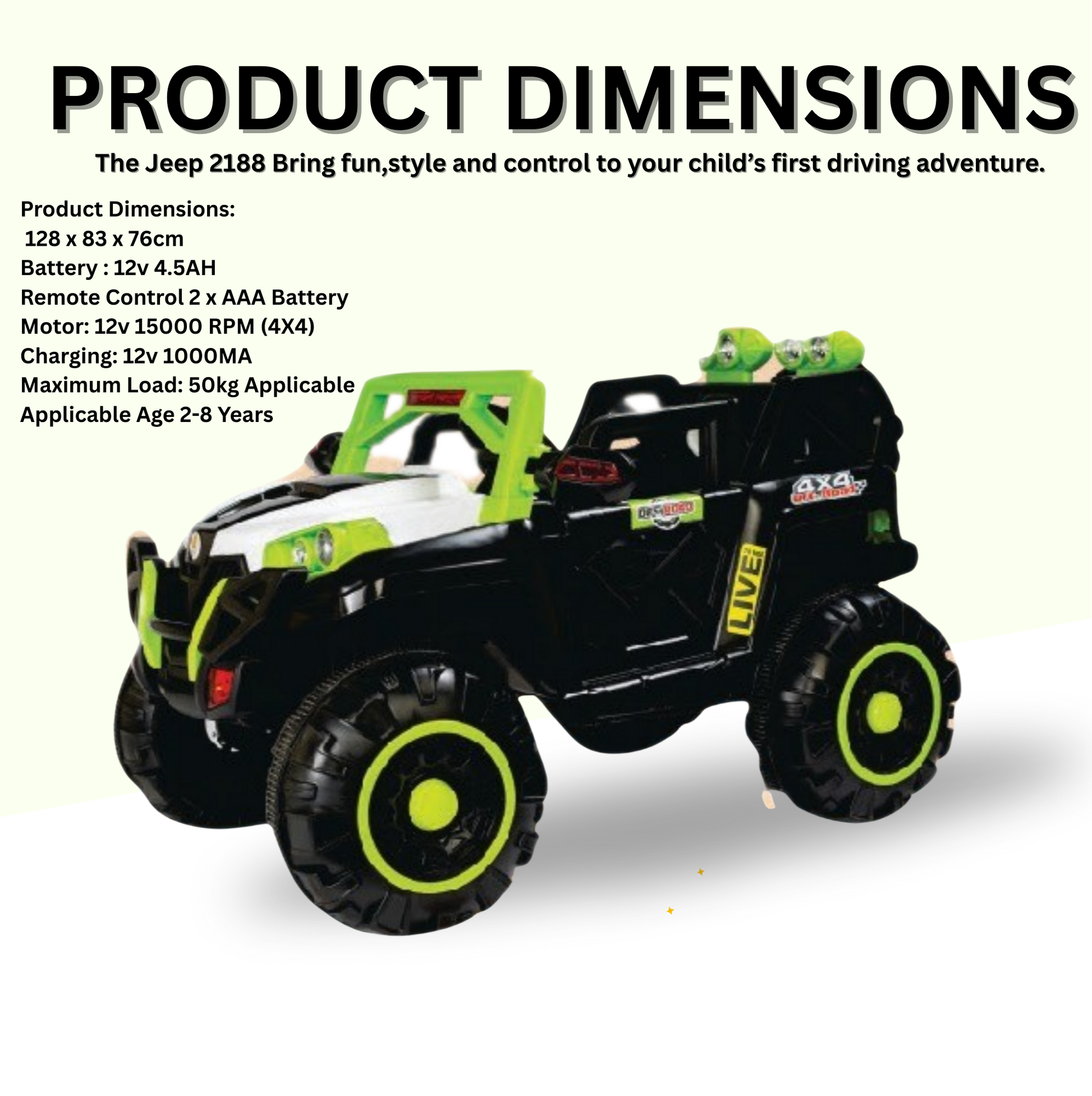 Keppz 4x4 Graffiti-Style Ride-On Jeep for Kids  Dual Motor, LED Lights, Music & Remote Control. - Keppz