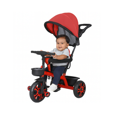 Keppz 4-in-1 Kids Tricycle with Canopy, Safety Harness & Parent Push Handle.