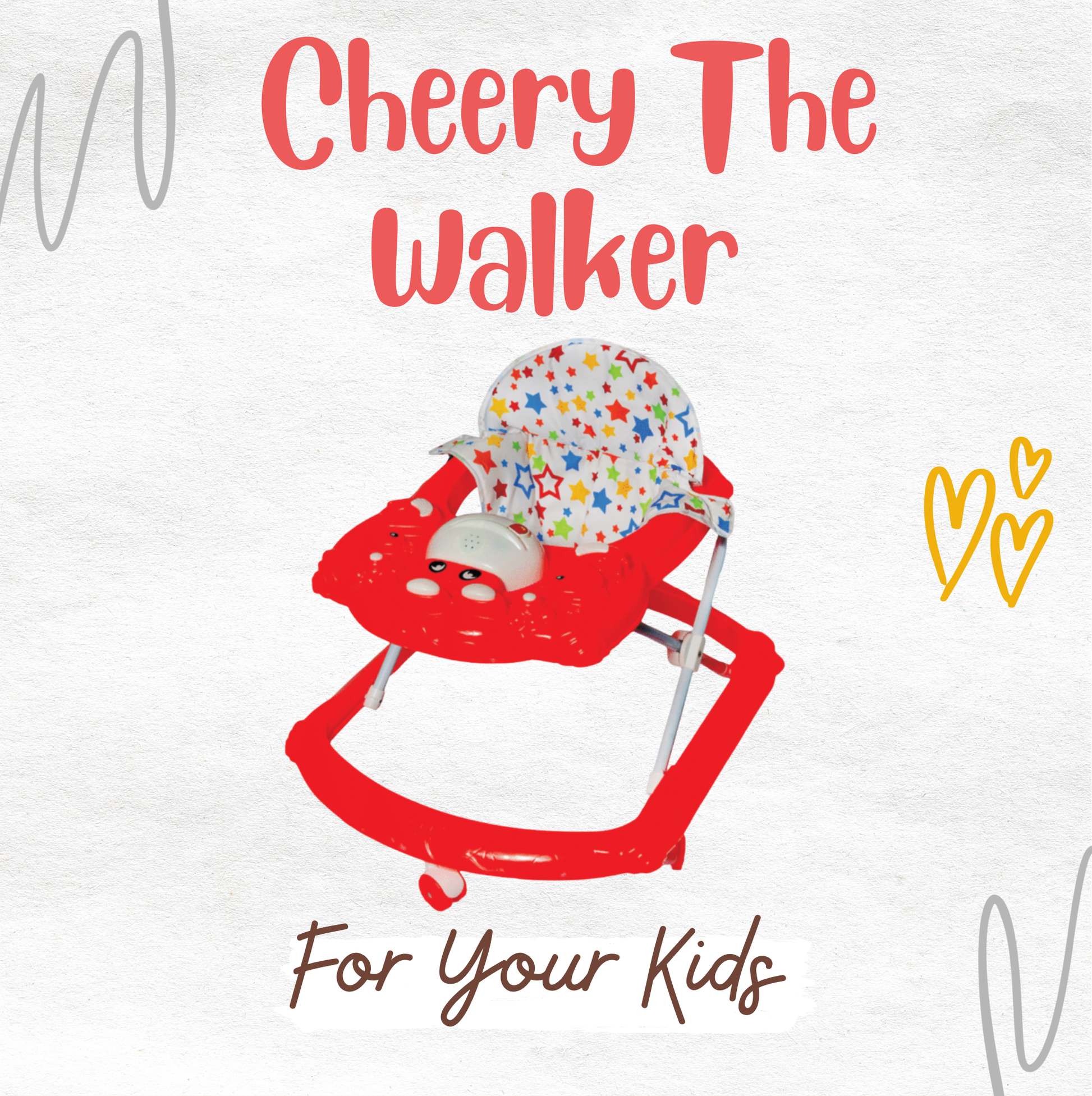 Keppz Baby Walker with Musical Toy Tray  Safe, Comfortable & Fun Learning Walker (Red). - Keppz