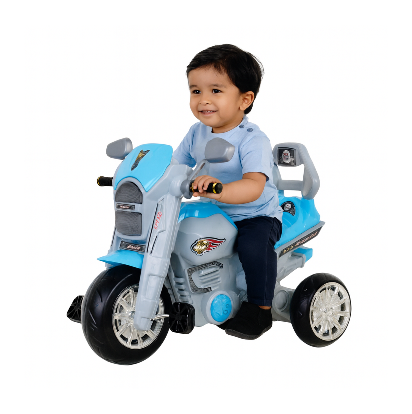 Keppz Rapid Ride-On Battery Operated 3-Wheel Bike for Kids Electric Motorcycle Toy with Lights & Music.