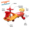 Keppz Musical Twist & Swing Car Ride-On for Kids Push and Pedal-Free Ride with Steering Wheel & Basket.