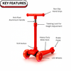 Keppz Kids 3-Wheel LED Scooter with Adjustable Height, Anti-Rust Aluminium Handle, and Brake Pedal. - Keppz