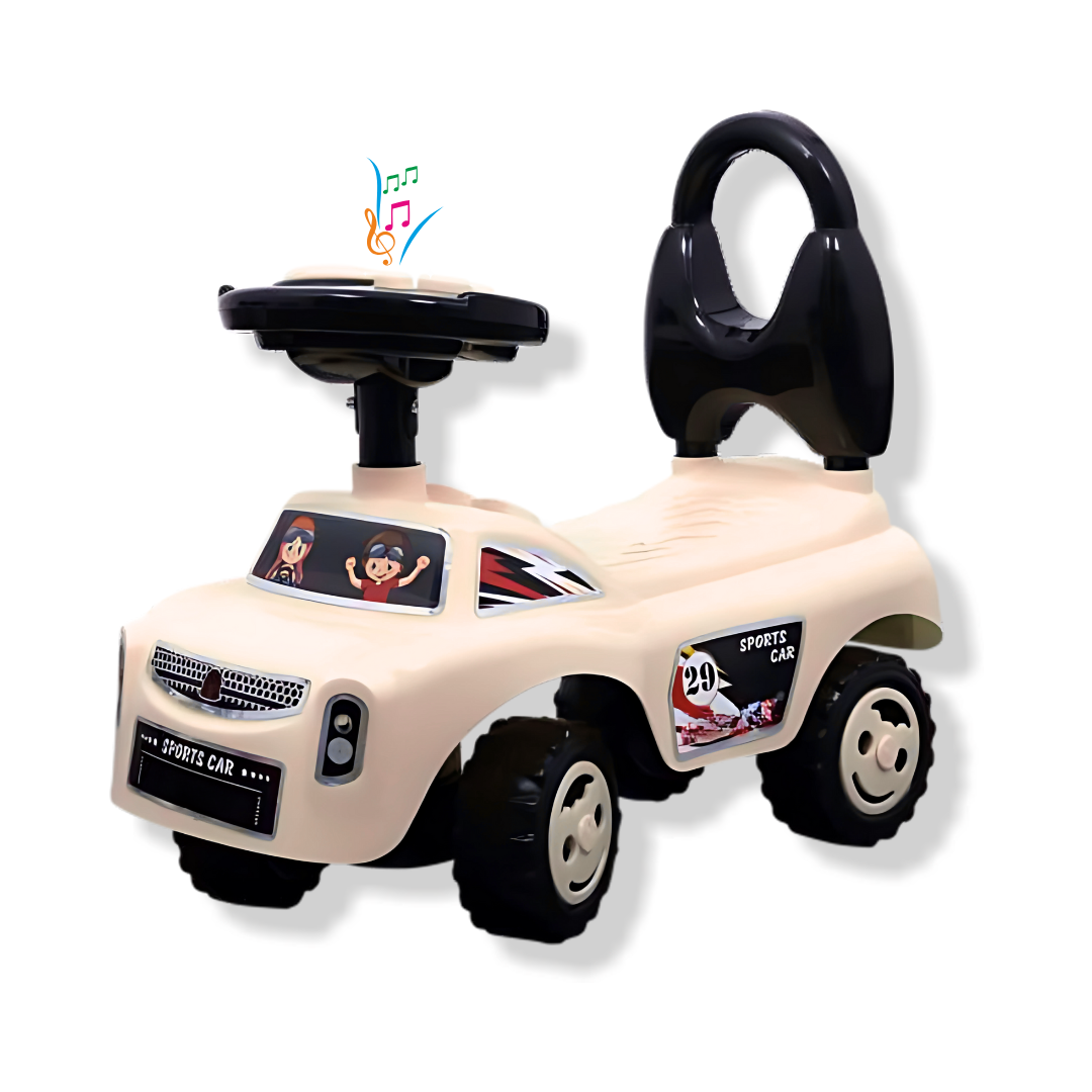 Keppz Musical Push Ride-On Sports Car for Kids  Mint Green & Black Foot-to-Floor Car with Steering Wheel & Backrest - Keppz