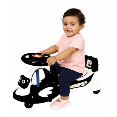 Keppz Black & White Panda Ride-On Magic Swing Car for Kids  Fun Indoor & Outdoor Scooter - Keppz