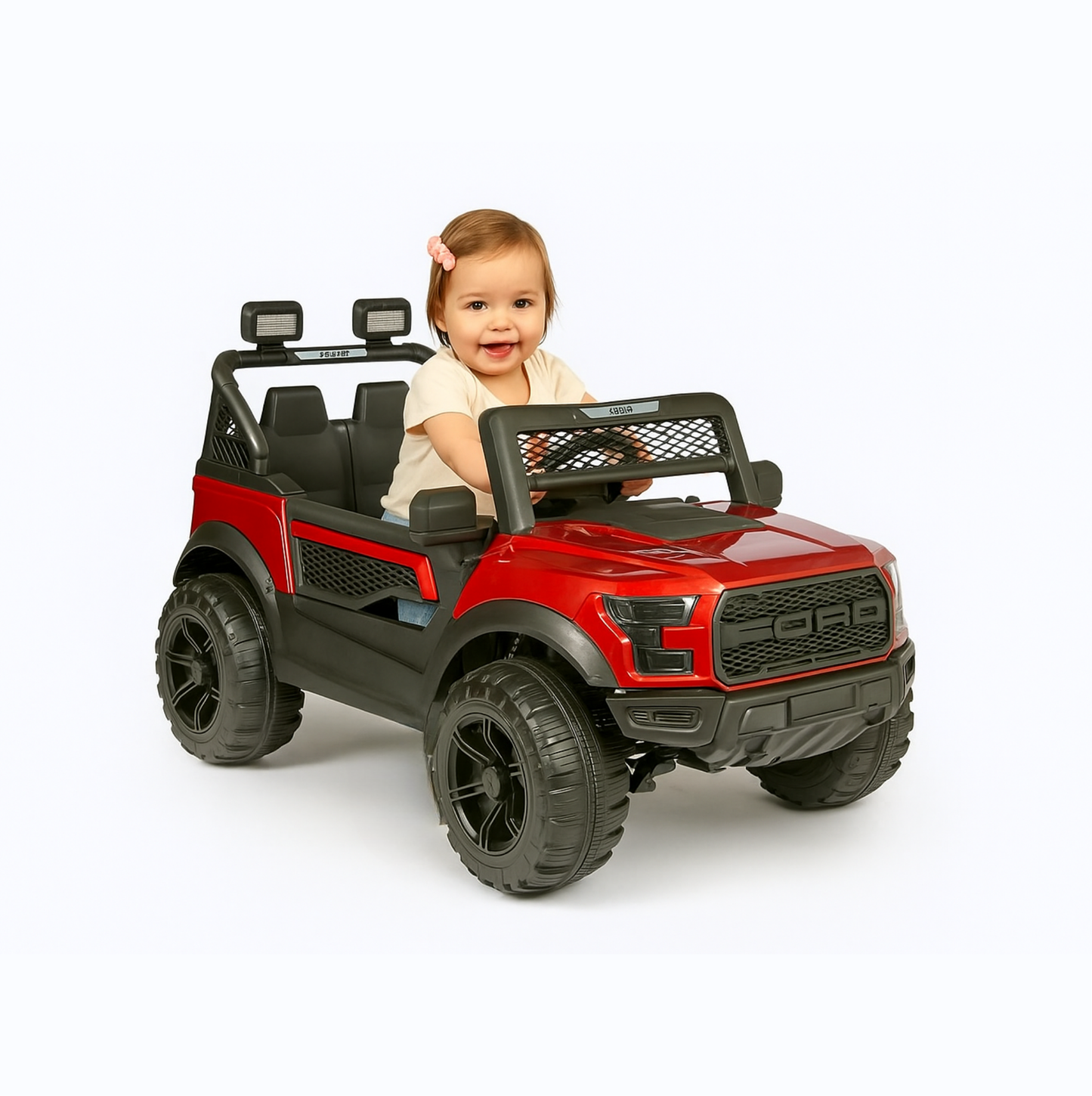 Keppz Black Jeep-Style Ride-On Car for Kids with Music, Lights, and Parental Remote Control - Keppz