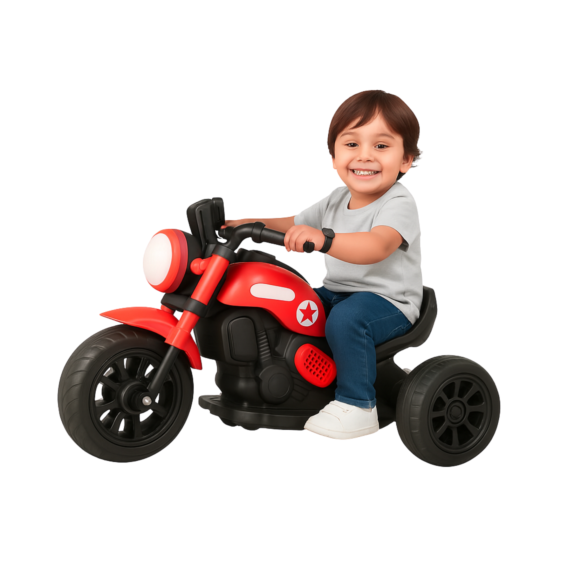 Keppz Yellow Battery Operated Ride-On Bike for Kids  With Headlight, Music & 3-Wheel Support. - Keppz