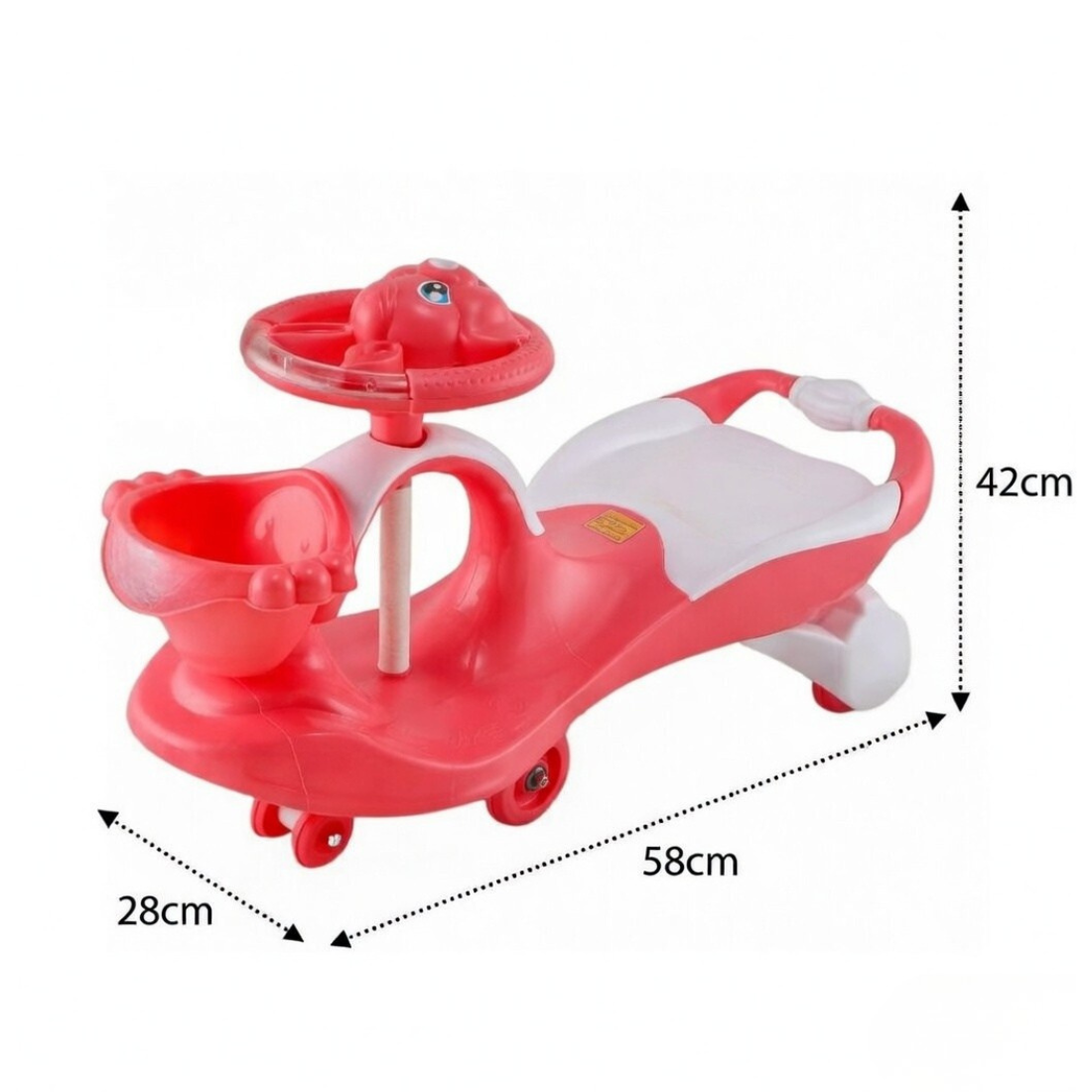 Keppz Kids Ride-On Swing Car with Steering Wheel, Storage & Backrest Handle.