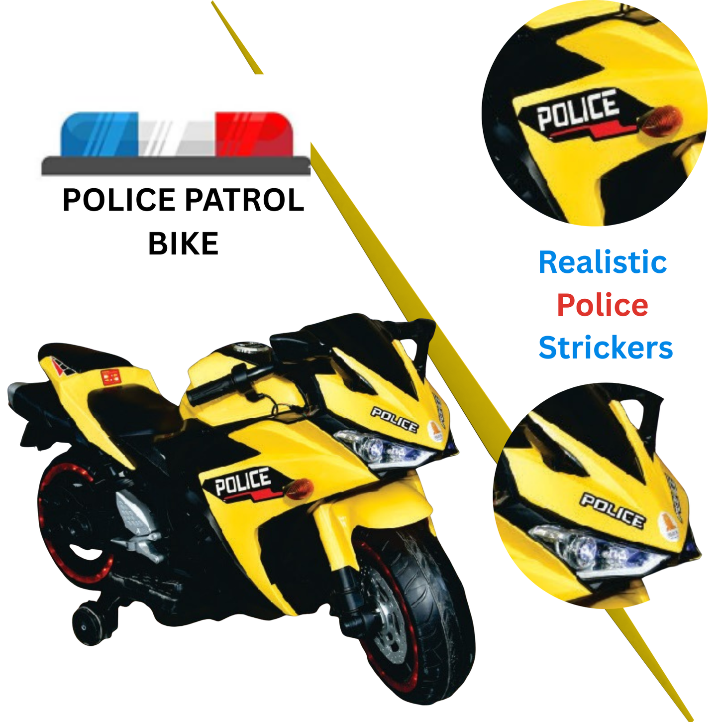 Keppz, Sports Ride-On Bike with Music, LED Lights, and Support Wheels  R3 Design.