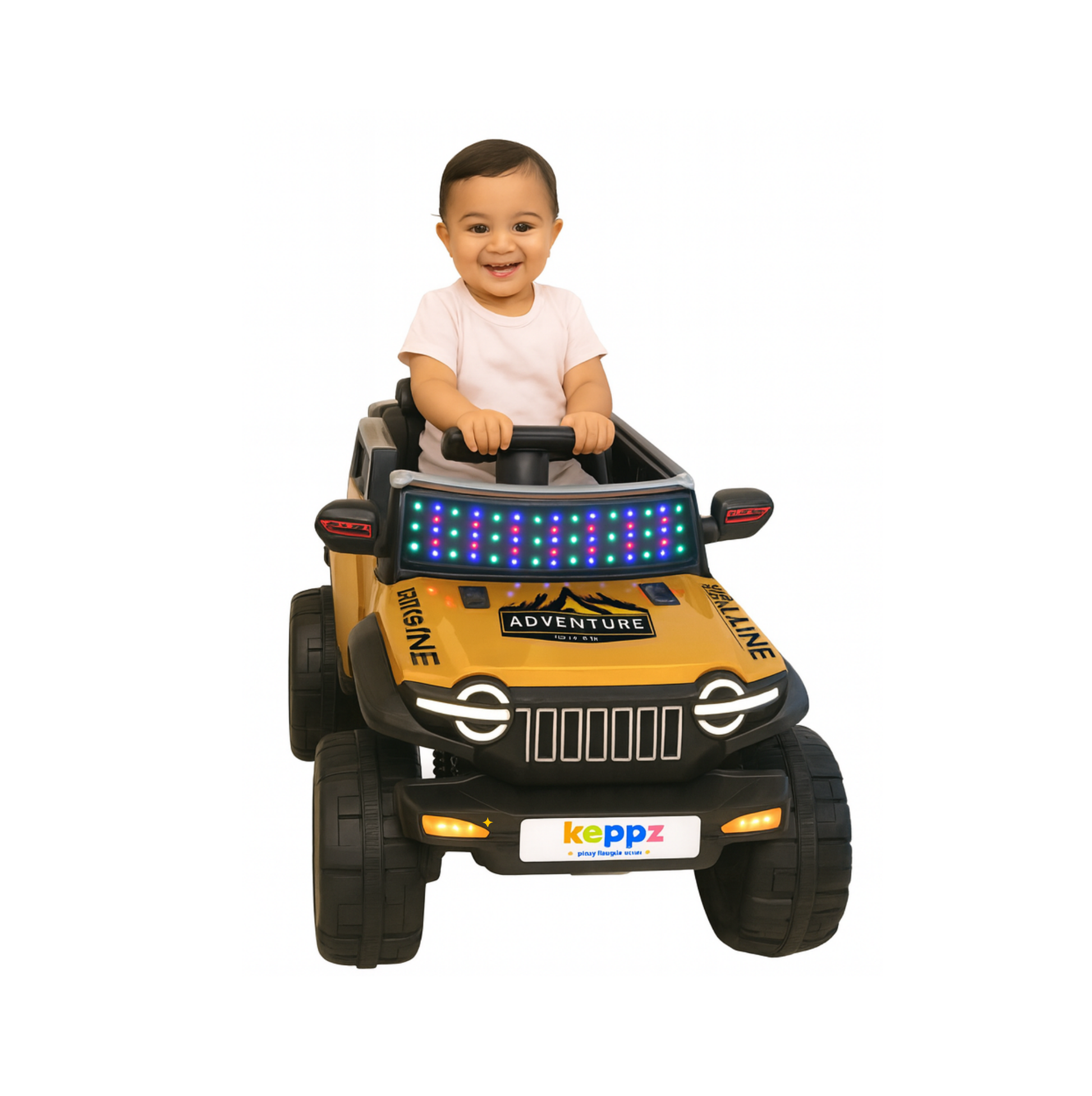 Keppz Kids Electric Ride-On Jeep  Red, 4-Wheel Off-Road Design - Keppz