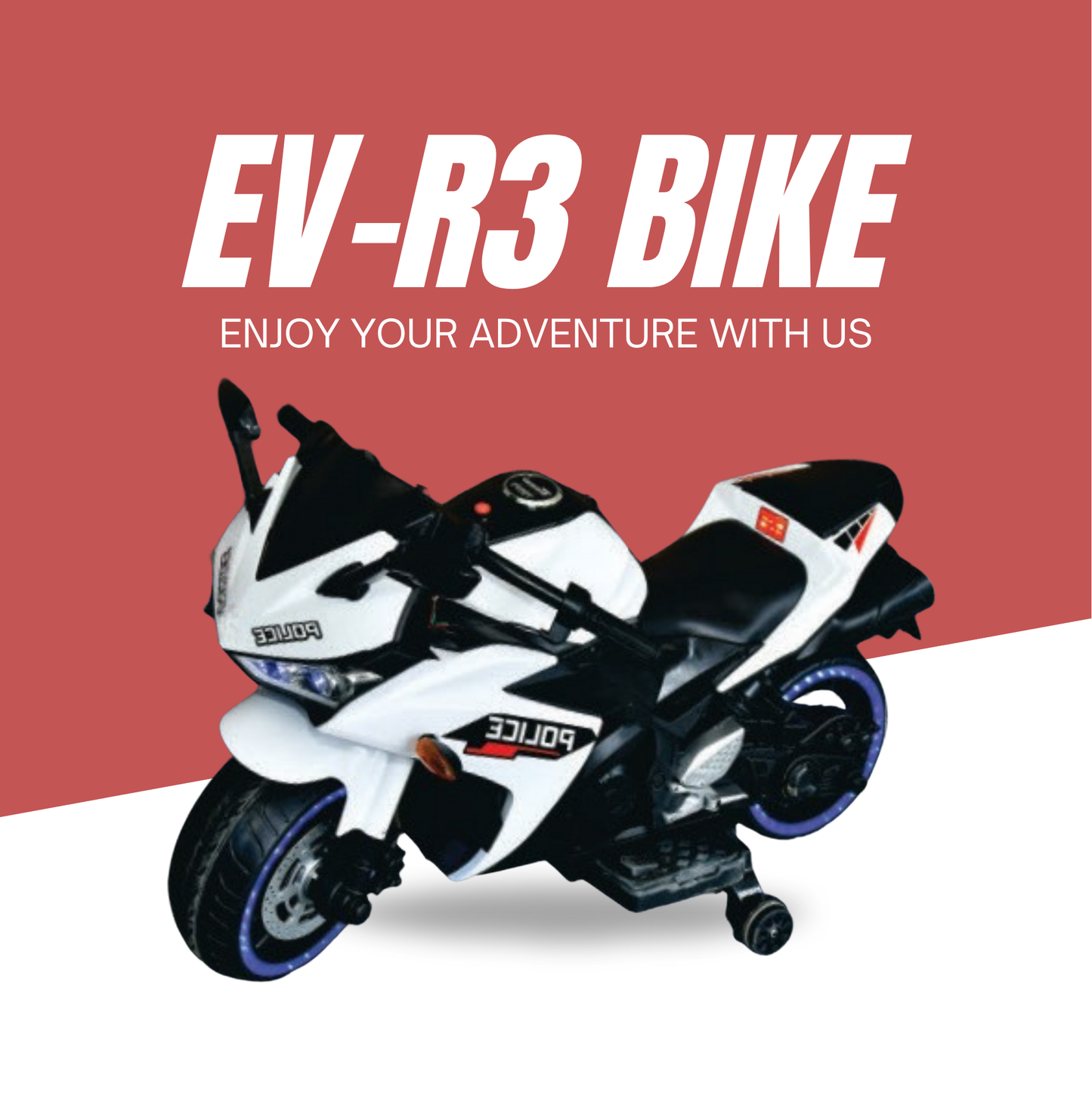 Keppz, Sports Ride-On Bike with Music, LED Lights, and Support Wheels  R3 Design.