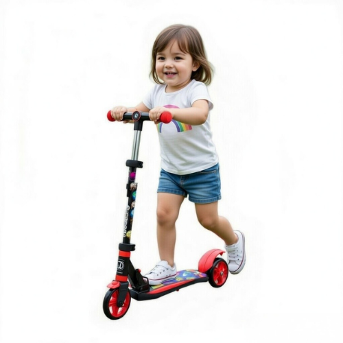 Keppz Runner 125 Kids Scooter with Adjustable Handle, Brake & Soundless Tyres.