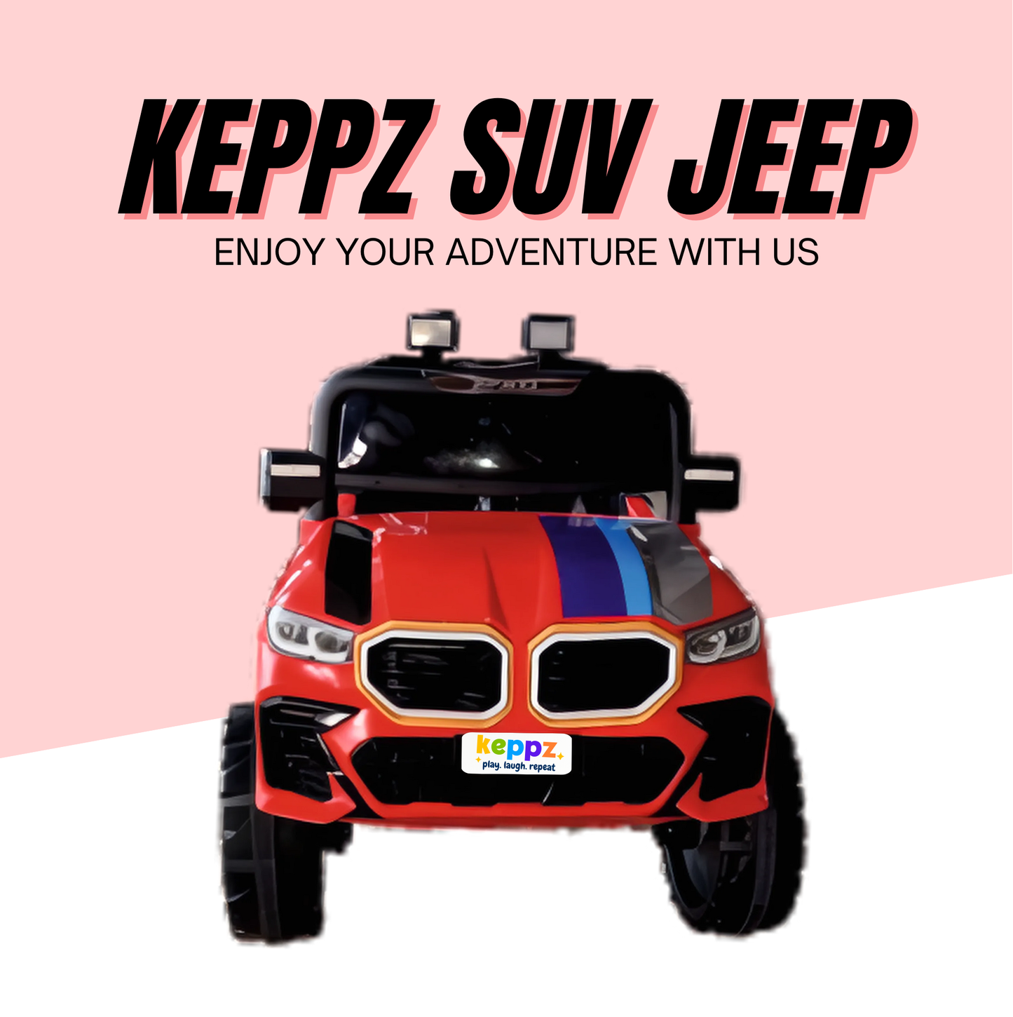 Keppz GX4 4x4 Kids Ride-On Jeep with Parental Remote, LED Lights, and Rechargeable Battery. - Keppz