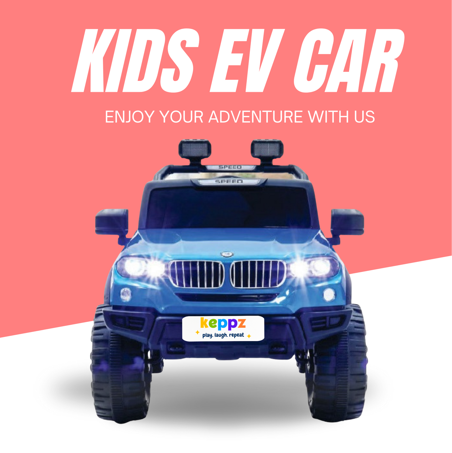 Keppz Battery Operated Ride-On SUV Jeep for Kids with Music, Lights, Remote Control. - Keppz